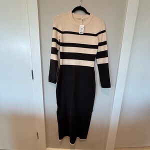 NWT Marine Layer Black and Cream Long Sleeve Dress